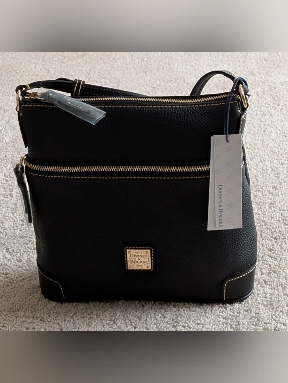 Dooney & Bourke Black Pebble Leather Crossbody Bag. New With Tag